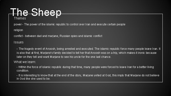 The Sheep Themes power - The power of the islamic republic to control over