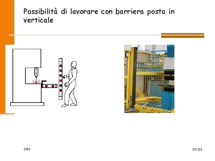 Possibilità di lavorare con barriera posta in verticale 2009 39/118 