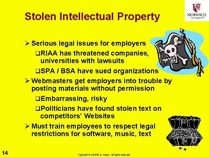 Stolen Intellectual Property Ø Serious legal issues for employers q. RIAA has threatened companies,