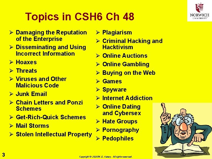 Topics in CSH 6 Ch 48 Ø Damaging the Reputation of the Enterprise Ø