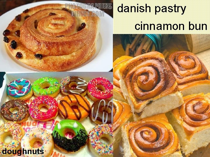 danish pastry cinnamon bun doughnuts 