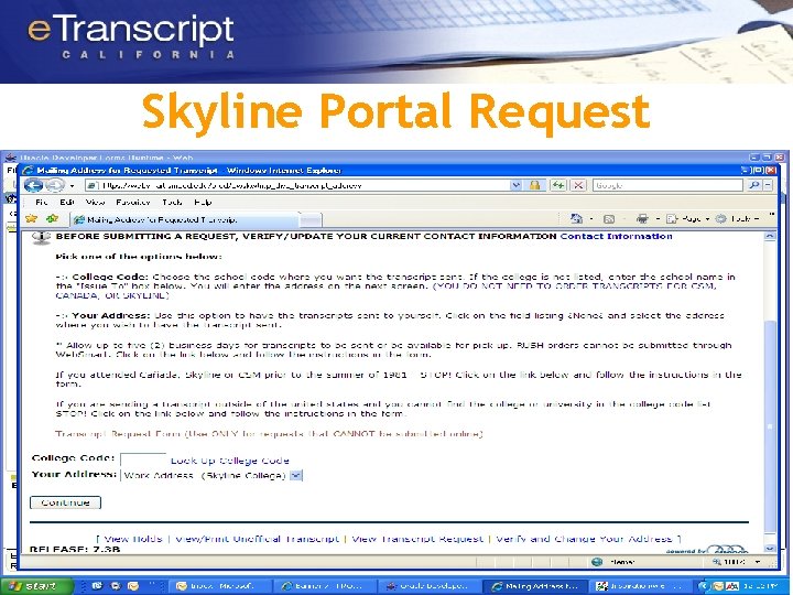 Skyline Portal Request 