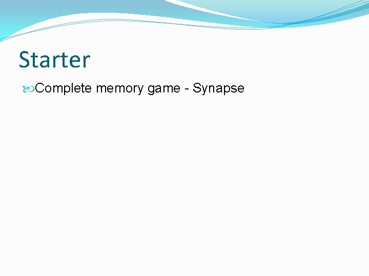 Starter Complete memory game - Synapse 