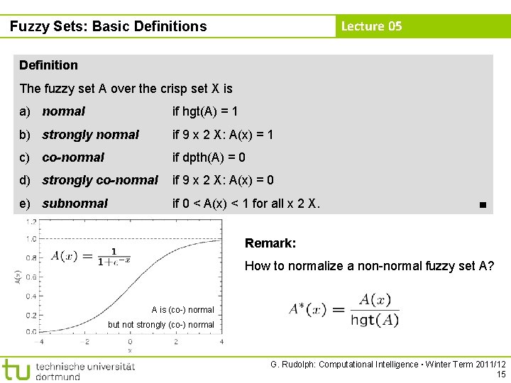 Lecture 05 Fuzzy Sets: Basic Definitions Definition The fuzzy set A over the crisp