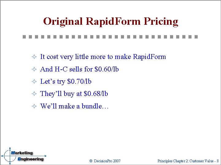 Original Rapid. Form Pricing ² It cost very little more to make Rapid. Form