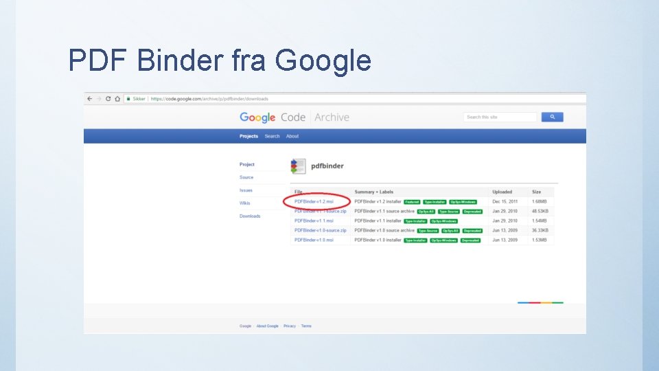 PDF Binder fra Google 