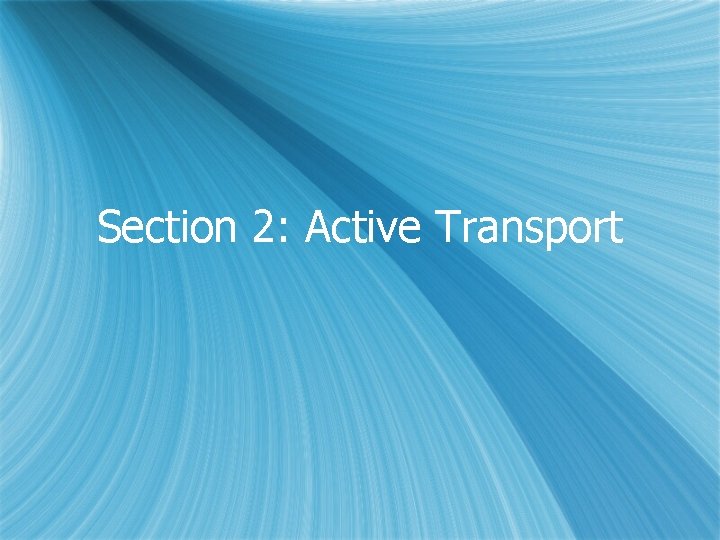 Section 2: Active Transport 