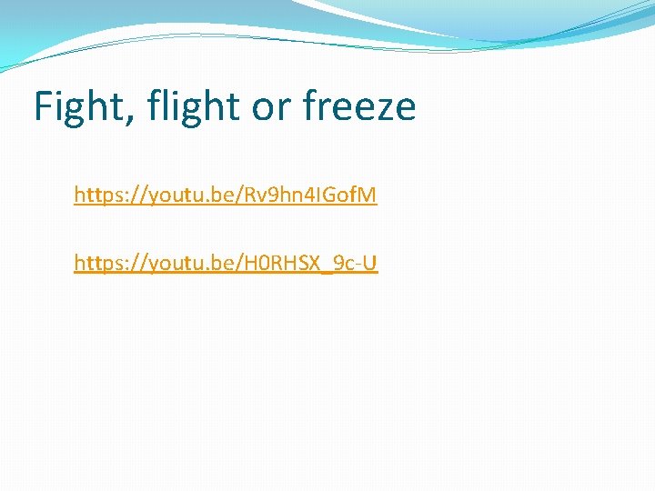 Fight, flight or freeze https: //youtu. be/Rv 9 hn 4 IGof. M https: //youtu.