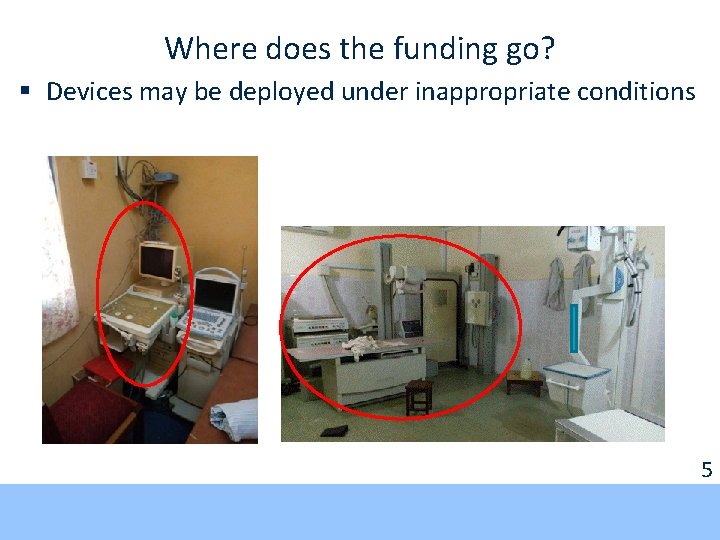 Where does the funding go? § Devices may be deployed under inappropriate conditions 5