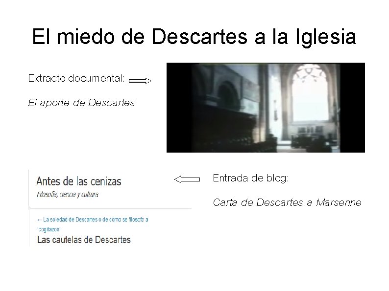 El miedo de Descartes a la Iglesia Extracto documental: El aporte de Descartes Entrada