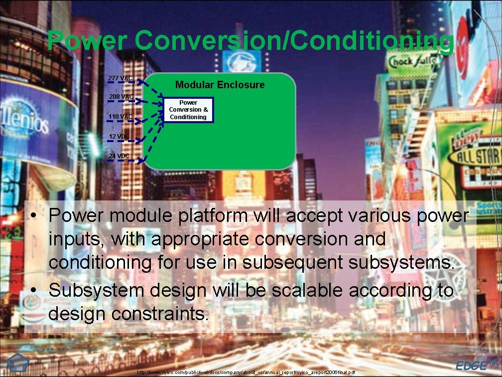 Power Conversion/Conditioning 277 VAC 208 VAC 110 VAC Modular Enclosure Power Conversion & Conditioning