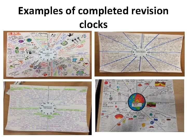 Examples of completed revision clocks 