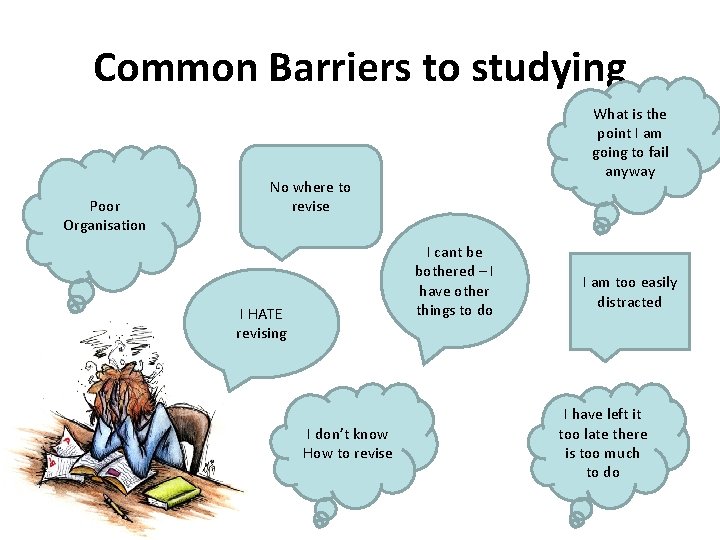 Common Barriers to studying Poor Organisation What is the point I am going to