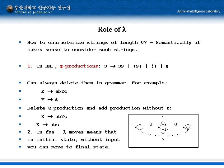 Role of § How to characterize strings of length 0? – Semantically it makes