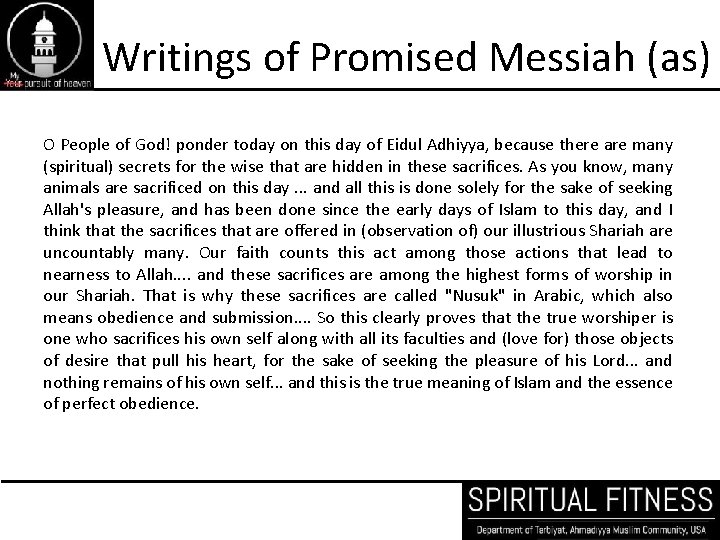 Writings of Promised Messiah (as) O People of God! ponder today on this day