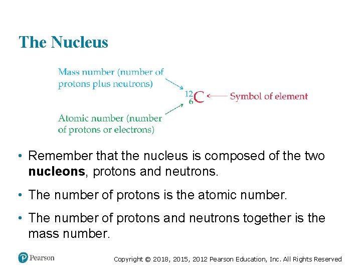 The Nucleus • Remember that the nucleus is composed of the two nucleons, protons