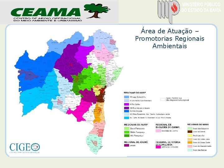 Área de Atuação – Promotorias Regionais Ambientais 