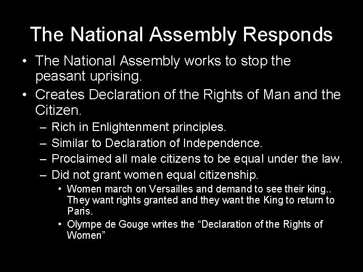 The National Assembly Responds • The National Assembly works to stop the peasant uprising.