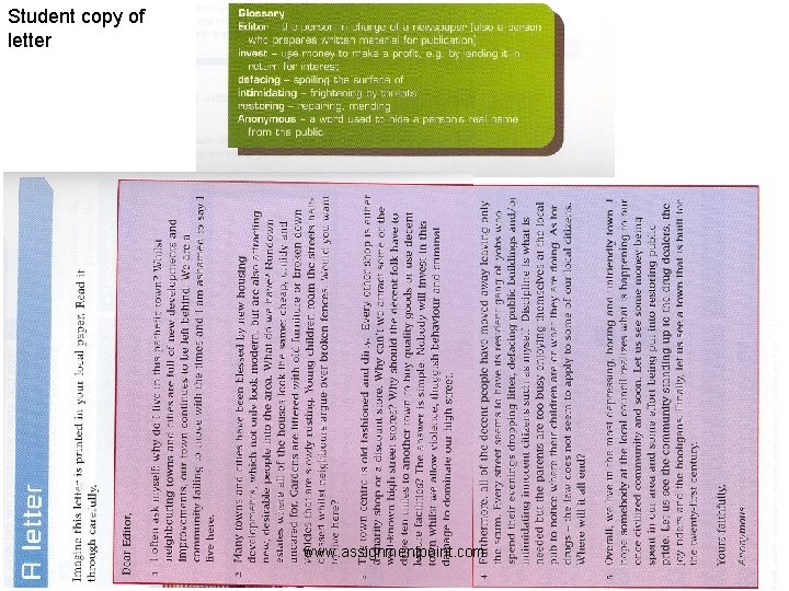 Student copy of letter www. assignmentpoint. com Student copy of letter www. assignmentpoint. com