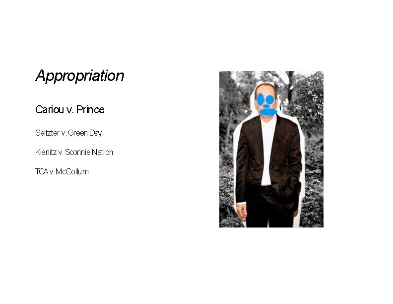 Appropriation Cariou v. Prince Seltzter v. Green Day Kienitz v. Sconnie Nation TCA v. Appropriation Cariou v. Prince Seltzter v. Green Day Kienitz v. Sconnie Nation TCA v.