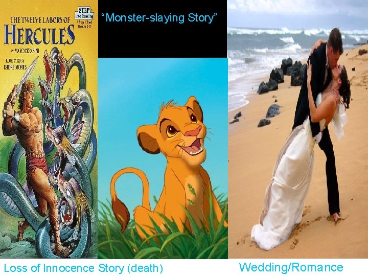 “Monster-slaying Story” Loss of Innocence Story (death) Wedding/Romance 