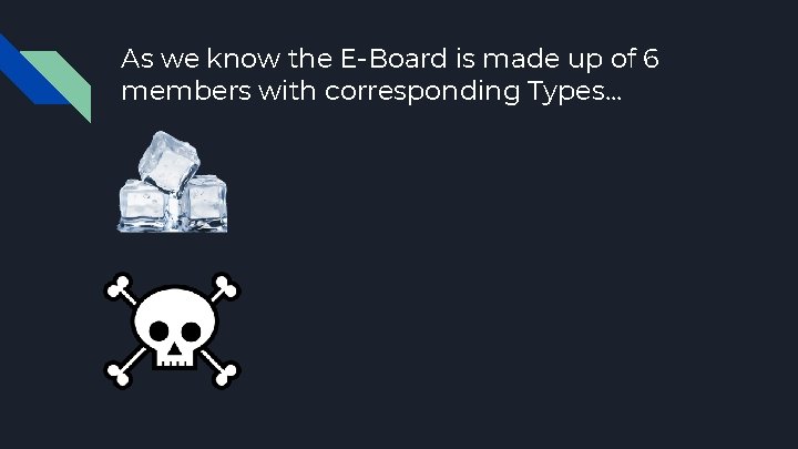 As we know the E-Board is made up of 6 members with corresponding Types.