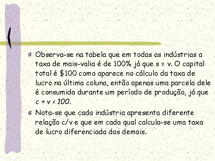 Observa-se na tabela que em todas as indústrias a taxa de mais-valia é de