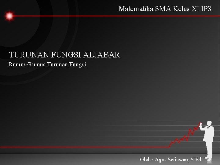 Matematika SMA Kelas XI IPS TURUNAN FUNGSI ALJABAR Rumus-Rumus Turunan Fungsi Oleh : Agus