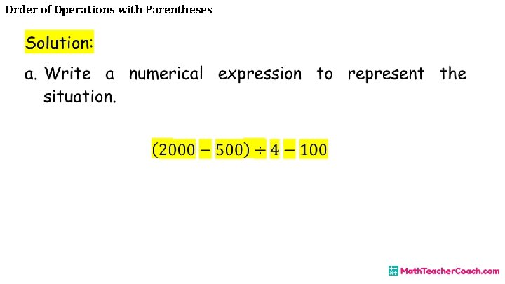 Order of Operations with Parentheses 