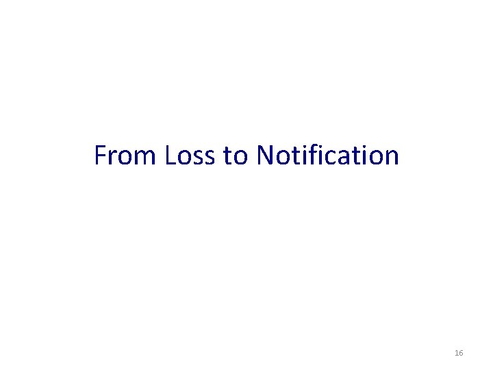 From Loss to Notification 16 