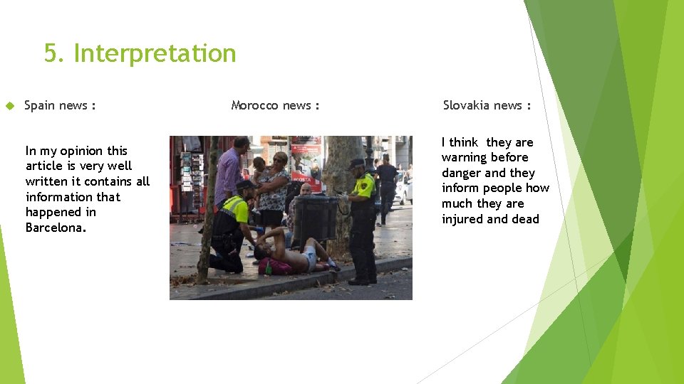 5. Interpretation Spain news : In my opinion this article is very well written