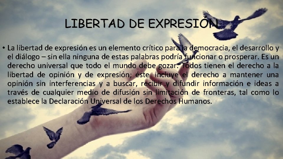 LIBERTAD DE EXPRESIÓN • La libertad de expresión es un elemento crítico para la