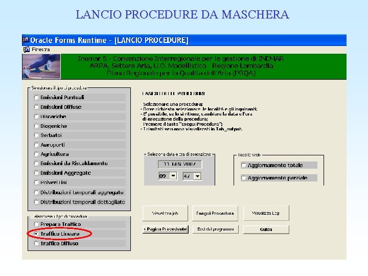 LANCIO PROCEDURE DA MASCHERA 