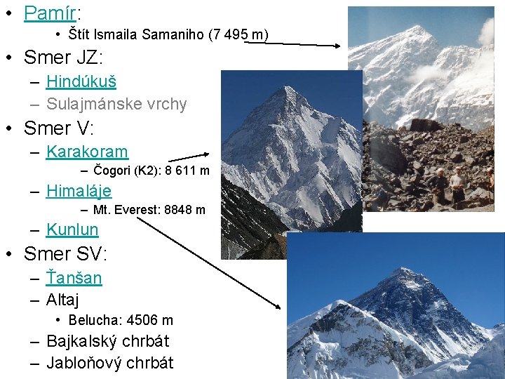  • Pamír: • Štít Ismaila Samaniho (7 495 m) • Smer JZ: –