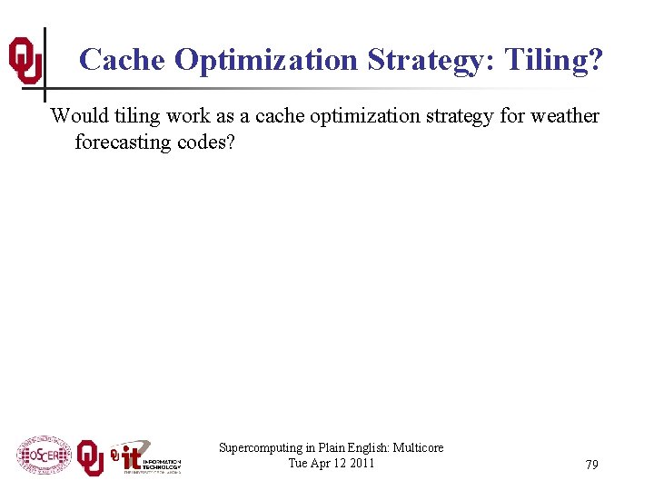 Cache Optimization Strategy: Tiling? Would tiling work as a cache optimization strategy for weather