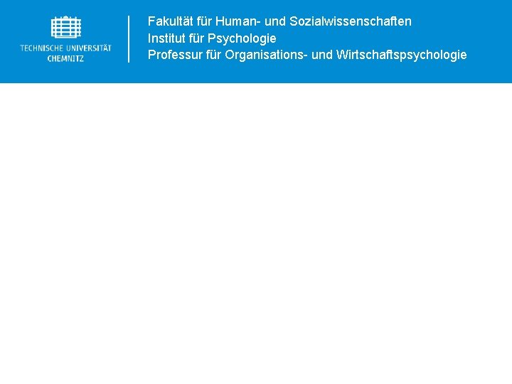 Fakultät für Human- und Sozialwissenschaften Institut für Psychologie Professur für Organisations- und Wirtschaftspsychologie 