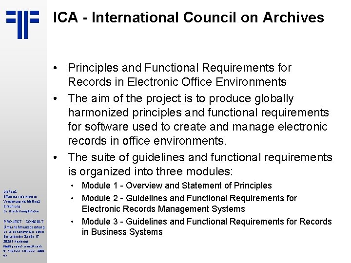 ICA - International Council on Archives • Principles and Functional Requirements for Records in