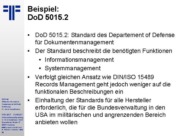 Beispiel: Do. D 5015. 2 Mo. Req 2 Effiziente Informations. Verwaltung mit Mo. Req