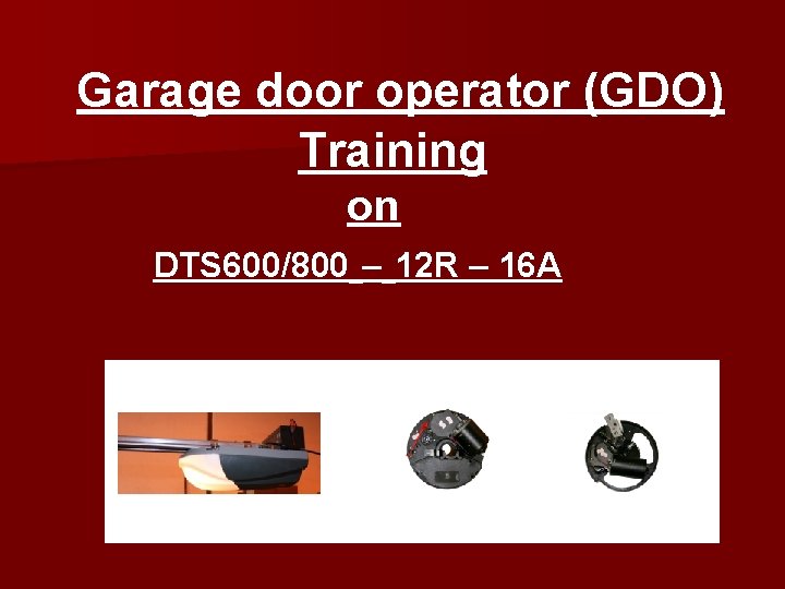 Garage door operator (GDO) Training on DTS 600/800 – 12 R – 16 A