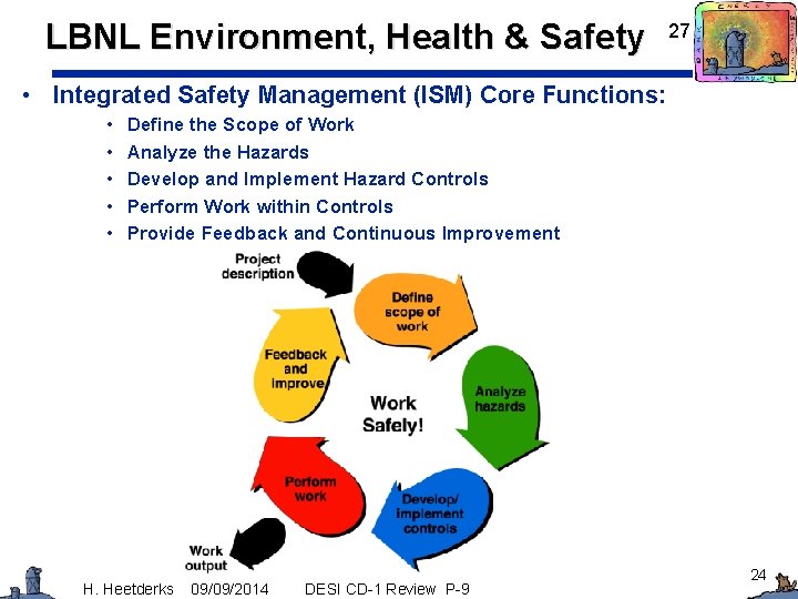 LBNL Environment, Health & Safety 27 • Integrated Safety Management (ISM) Core Functions: •