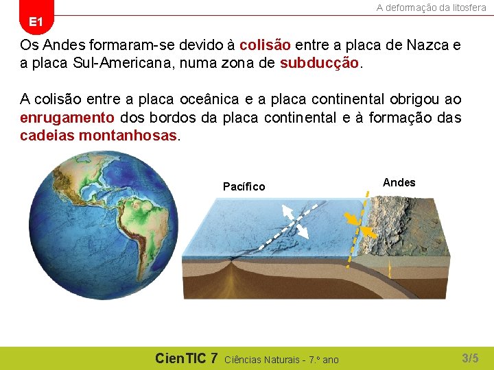 A deformação da litosfera E 1 Os Andes formaram-se devido à colisão entre a