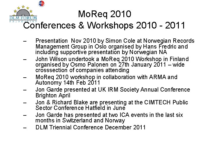 Mo. Req 2010 Conferences & Workshops 2010 - 2011 – – – – Presentation