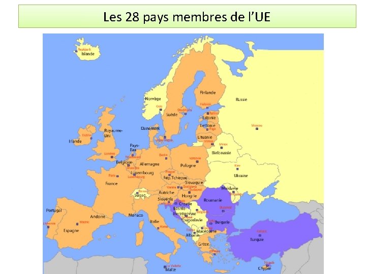 Les 28 pays membres de l’UE 