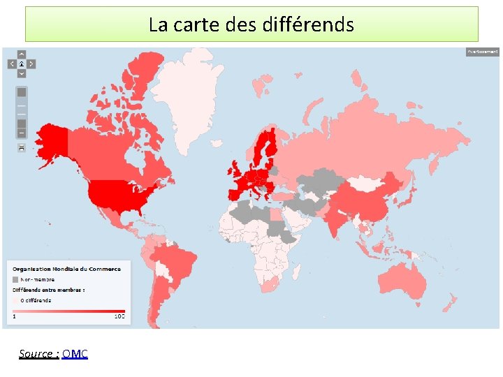 La carte des différends Source : OMC 