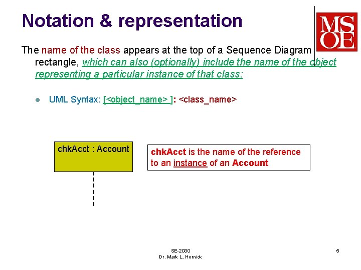 Notation & representation The name of the class appears at the top of a