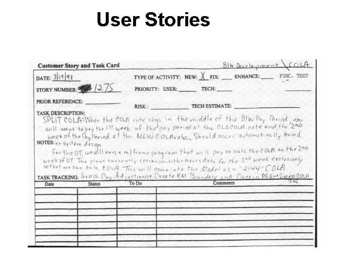 User Stories User Stories