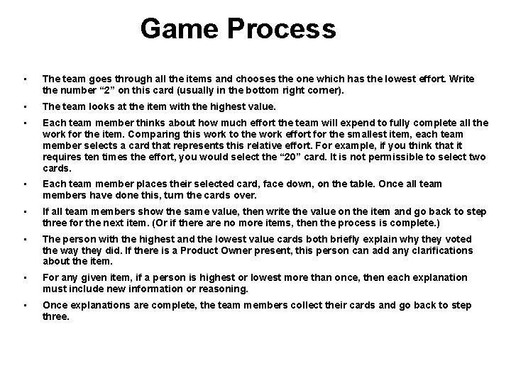 Game Process • The team goes through all the items and chooses the one Game Process • The team goes through all the items and chooses the one