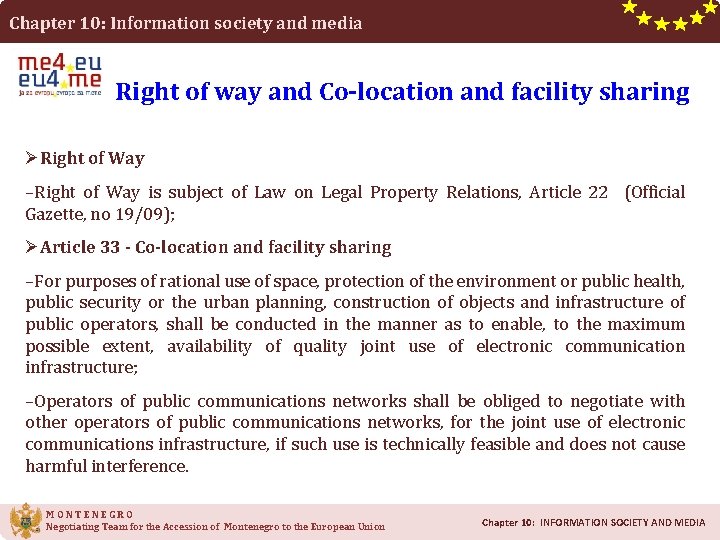 Chapter 10: Information society and media Right of way and Co-location and facility sharing