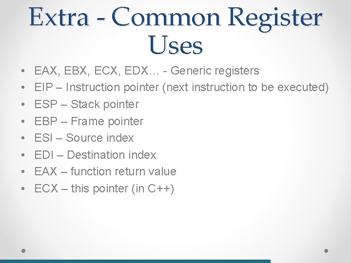 Computer Register Eax Introduction to Information Security Dr Eran Tromer tromercs