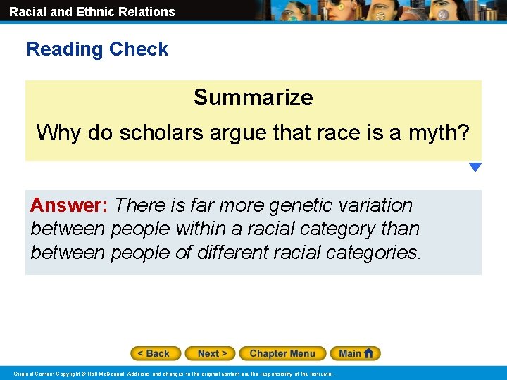 Racial and Ethnic Relations Reading Check Summarize Why do scholars argue that race is